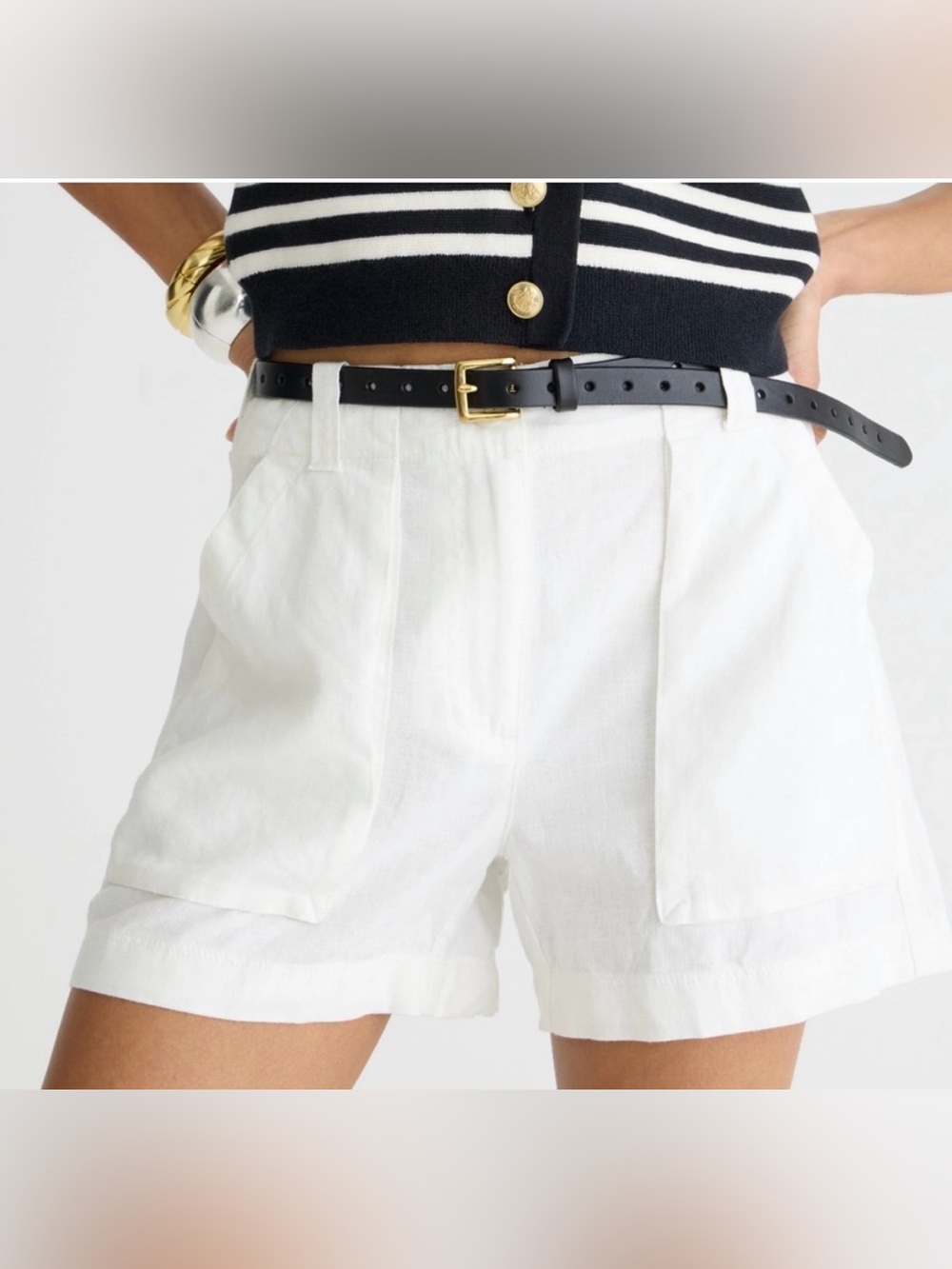New with tags J.Crew Seaside cargo short in linen-TENCEL™ lyocell blend 12 white